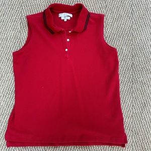 Red Sweater Vest with Black Detailed Lining along Collar - M